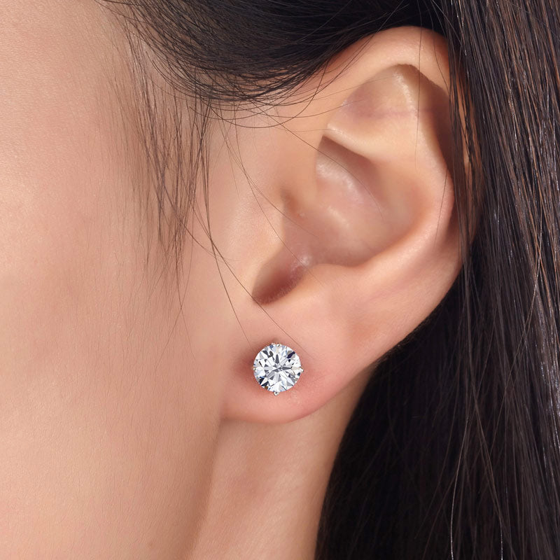 1 Carat Simulated Diamond Stud Earrings 925 Sterling Silver Rose Gold Plated - View 6 | SelinJewels