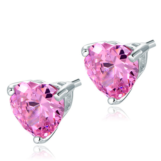 The Rosalie Set - pink heart earrings detail view