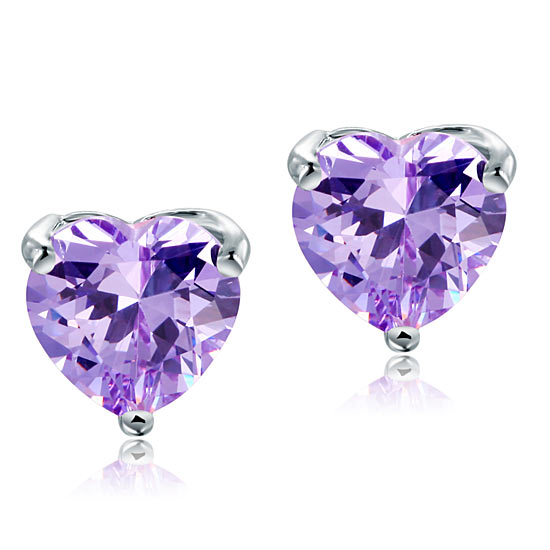 The Violette Set - purple heart earrings alternate view