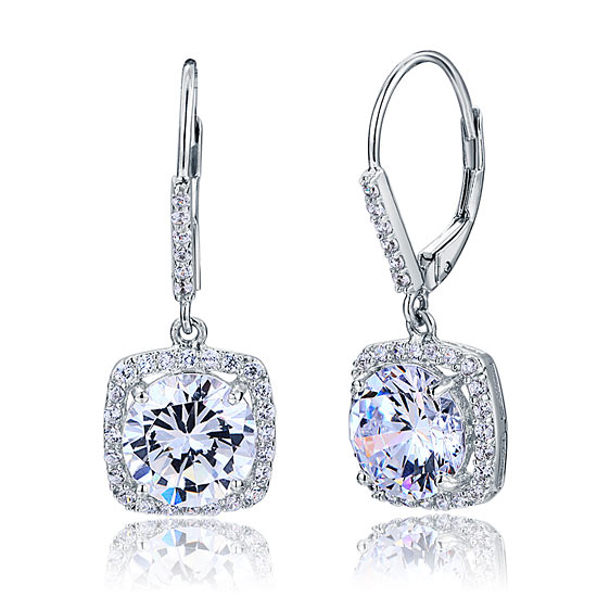 925 Sterling Silver Bridal Wedding Earrings Brilliant Simulated Diamond | SelinJewels