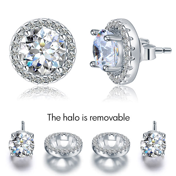 2.5 Carat Halo Removable Stud Earrings 925 Sterling Silver | SelinJewels