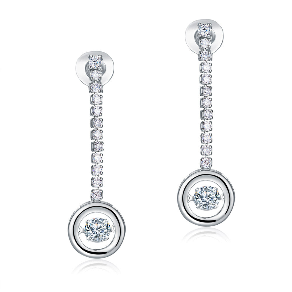 Dancing Stone Earrings Dangle Drop 925 Sterling Silver - View 2 | SelinJewels