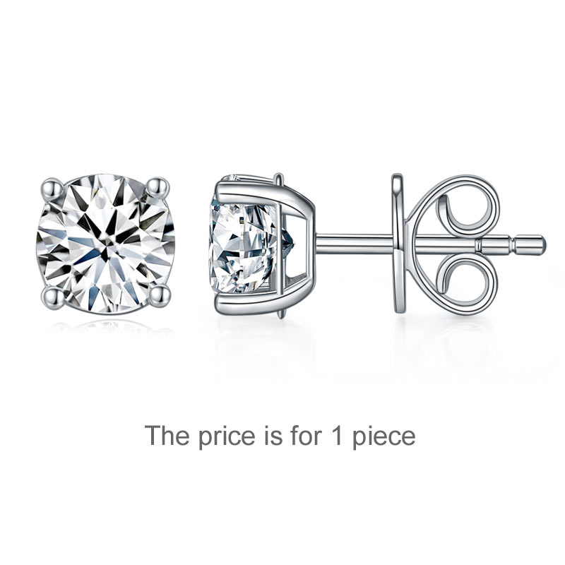 1 Carat Moissanite Diamond Men's Stud Earring in 925 Sterling Silver - Gift for Him | SelinJewels