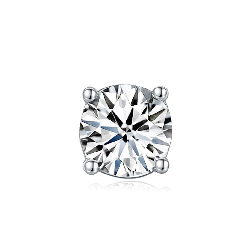 1ct Moissanite Men's Stud Earring Silver - Wear View | SelinJewels