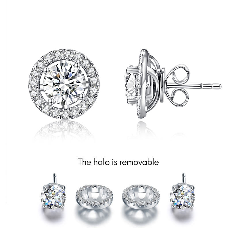 1 Carat Moissanite Diamond 4 Prong Stud Earrings in 925 Sterling Silver - Wedding Gift | SelinJewels