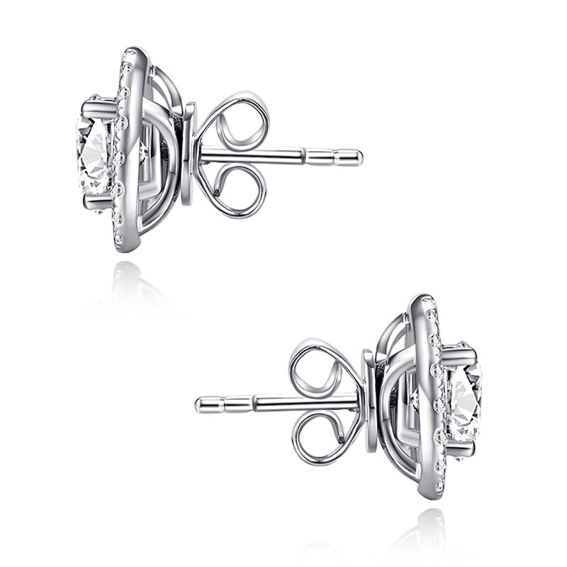 1ct Moissanite 4 Prong Stud Earrings Silver - Sparkle View | SelinJewels