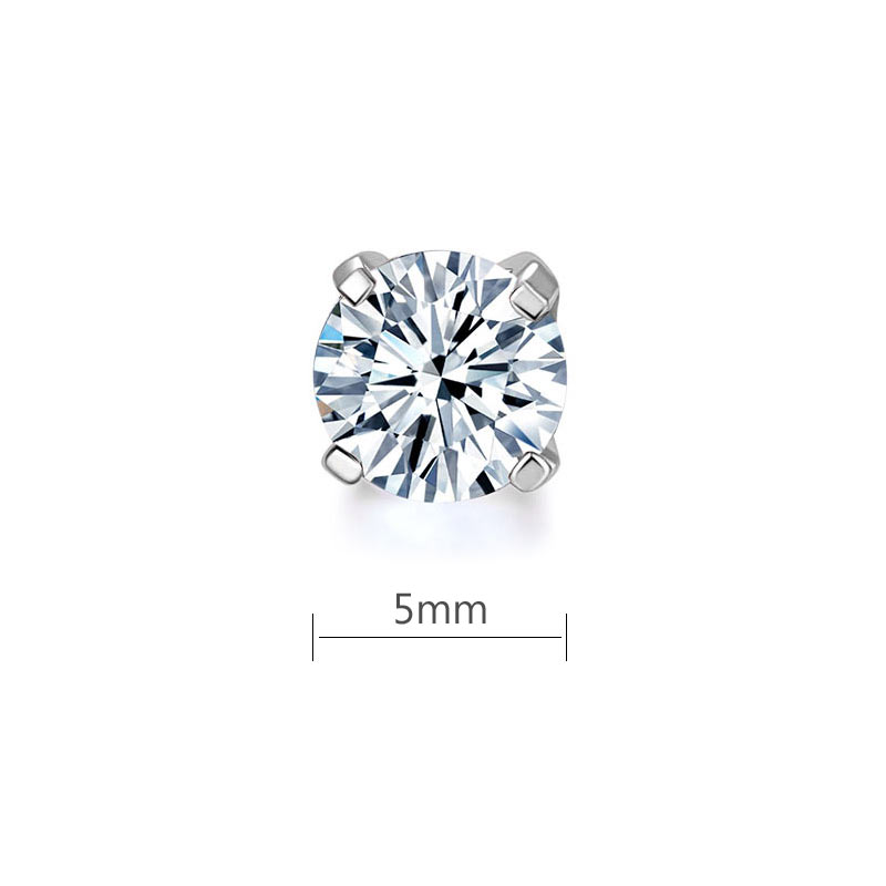 0.5ct Moissanite Unisex Stud Earring Silver - Side View | SelinJewels
