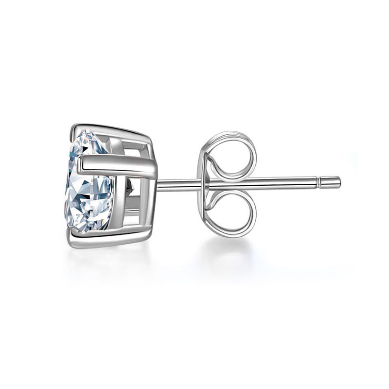 0.5ct Moissanite Unisex Stud Earring Silver - Wear View | SelinJewels