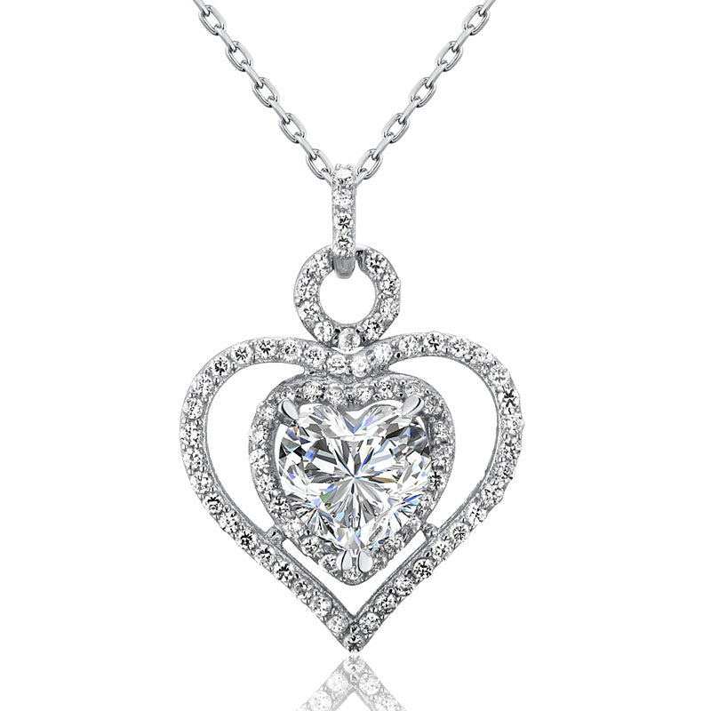 3 Carat Simulated Diamond Heart Pendant Necklace 925 Sterling Silver | SelinJewels