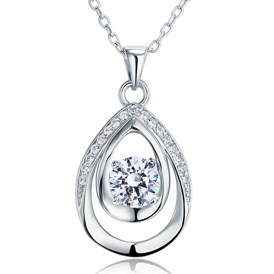 1 Carat Round Cut 925 Sterling Silver Bridesmaid Pendant Necklace | SelinJewels