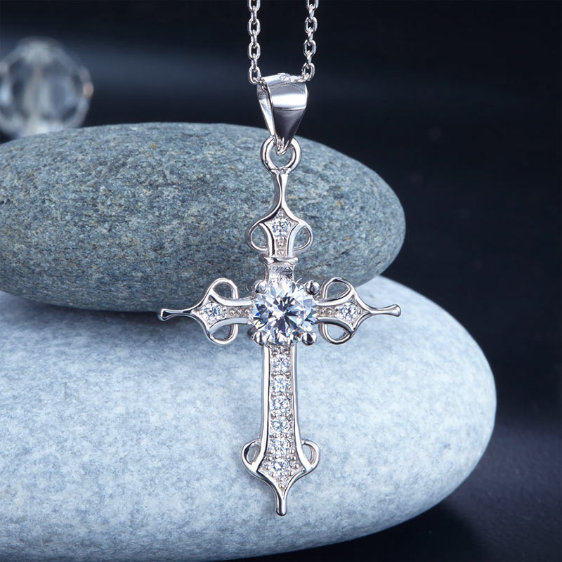 925 Sterling Silver Cross Pendant Necklace - View 6 | SelinJewels