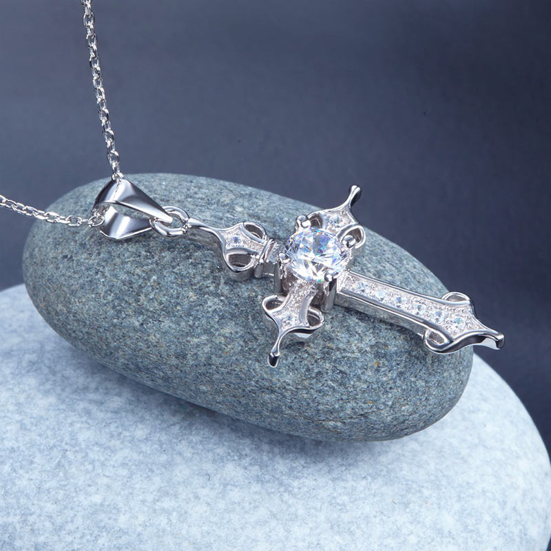 925 Sterling Silver Cross Pendant Necklace - View 7 | SelinJewels