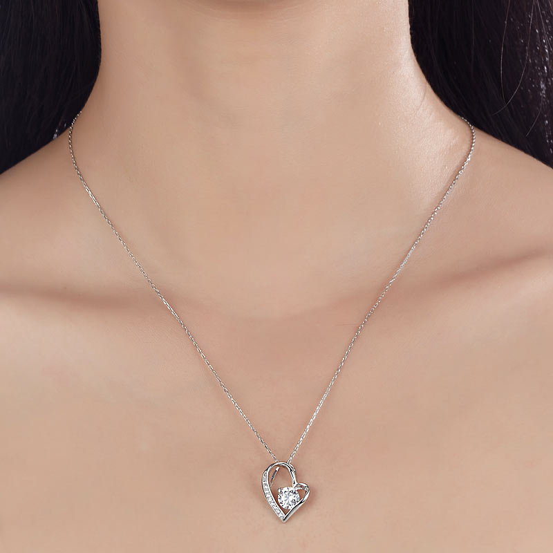 1 Carat Simulated Diamond Heart Pendant - View 2 | SelinJewels
