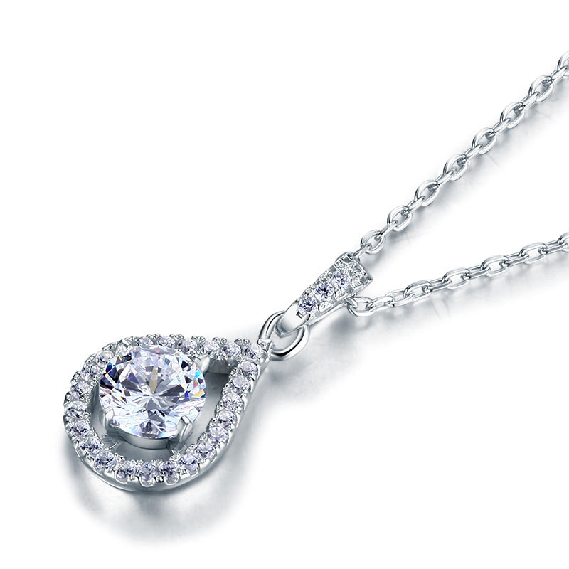 1 Carat Round Cut Simulated Diamond Bridal Pendant - View 3 | SelinJewels