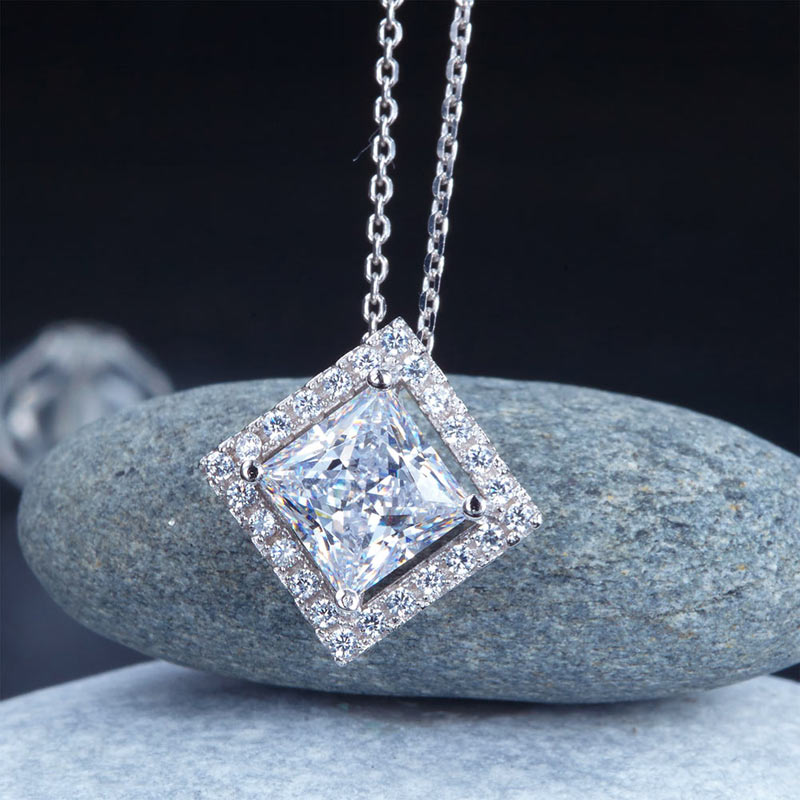 1.5 Carat Princess Cut Simulated Diamond Pendant - View 5 | SelinJewels
