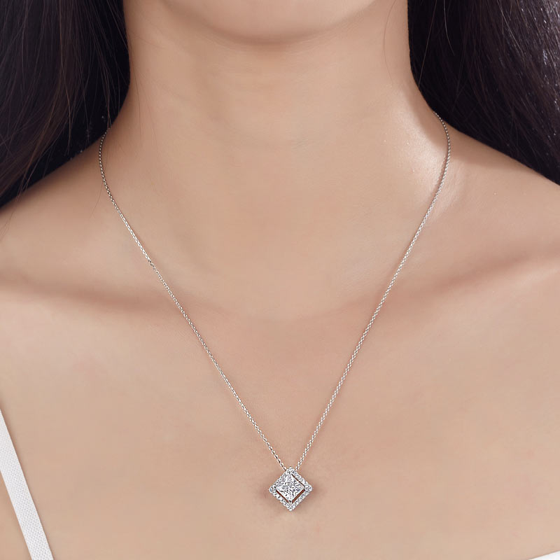 The Regent Set - princess cut necklace model view