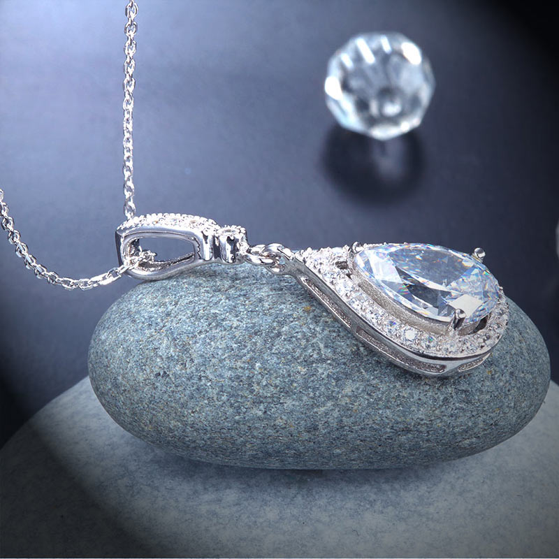925 Sterling Silver Bridesmaid Pendant Tear Drop - View 5 | SelinJewels