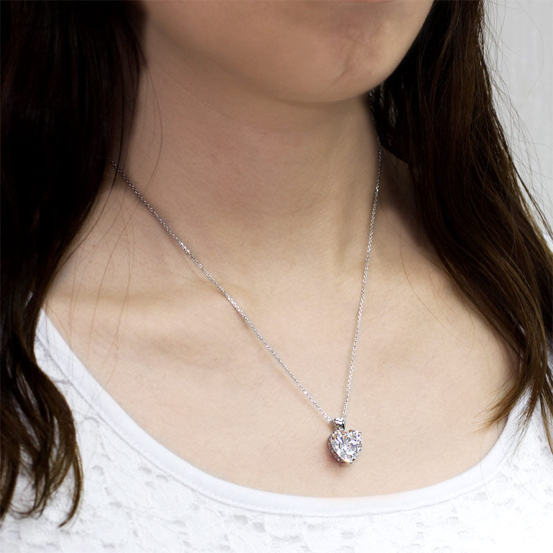 Heart Simulated Diamond Pendant Bridesmaid - View 2 | SelinJewels