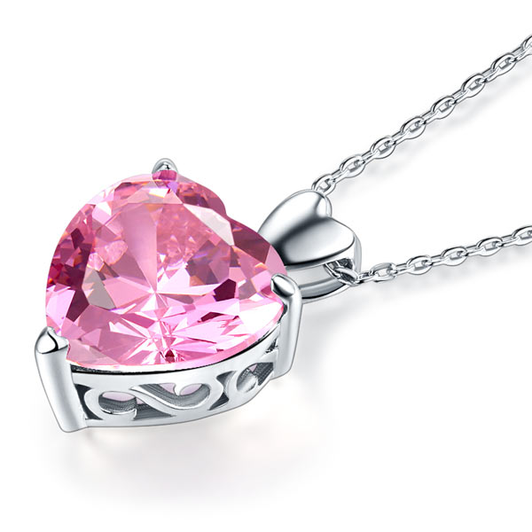 The Rosalie Set - pink heart necklace alternate view