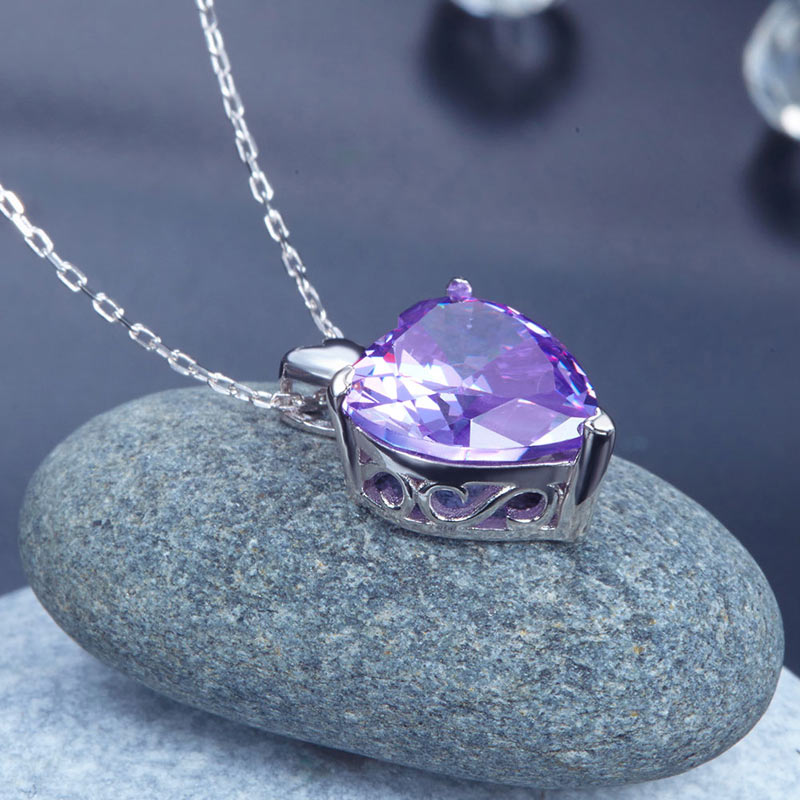 The Violette Set - purple heart necklace second angle