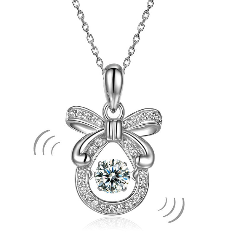 Ribbon Dancing Stone Pendant Necklace - View 5 | SelinJewels
