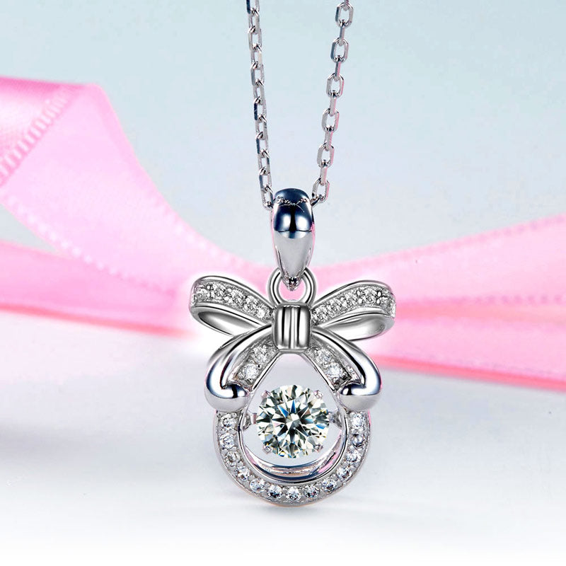 Ribbon Dancing Stone Pendant Necklace - View 2 | SelinJewels