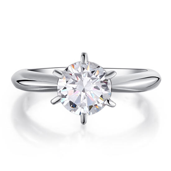 6 Claws Simulated Diamond Engagement Ring - View 3 | SelinJewels