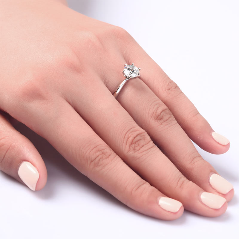 6 Claws Simulated Diamond Engagement Ring - View 5 | SelinJewels