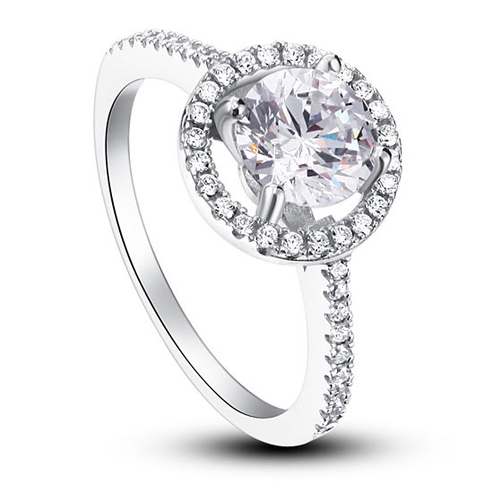 1.25 Carat Round Cut Simulated Diamond Engagement Ring - View 3 | SelinJewels