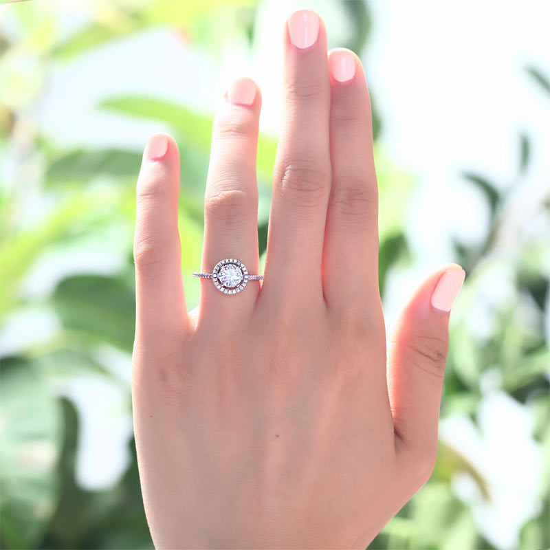 1.25 Carat Round Cut Simulated Diamond Engagement Ring - View 2 | SelinJewels