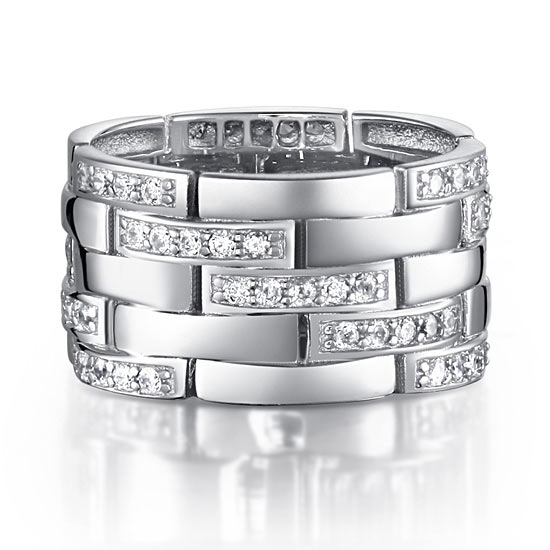 Simulated Diamond 1cm Band Wedding Ring - View 3 | SelinJewels