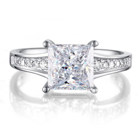 1.5 Ct Princess Cut Wedding Promise Ring - View 2 | SelinJewels