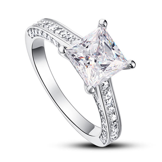 1.5 Carat Princess Cut Simulated Diamond Engagement Ring - View 7 | SelinJewels