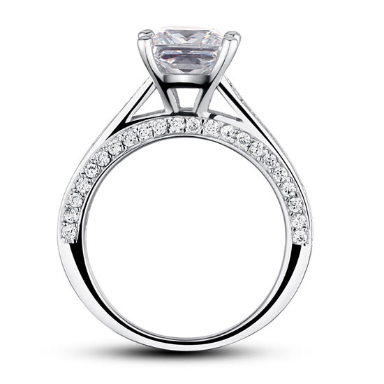 1.5 Carat Princess Cut Simulated Diamond Engagement Ring - View 4 | SelinJewels