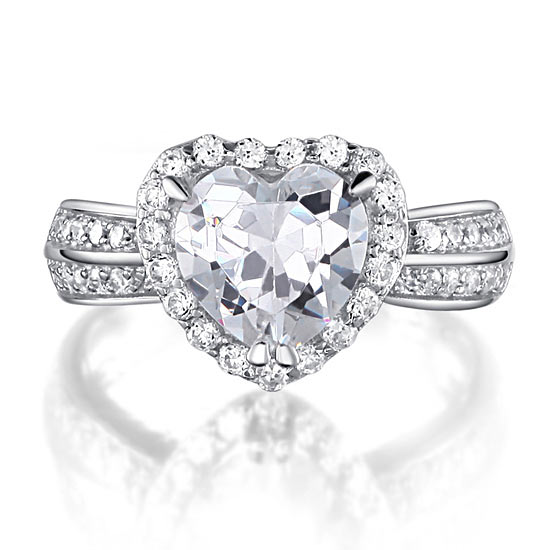 2 Carat Heart Cut Simulated Diamond Wedding Ring - View 3 | SelinJewels