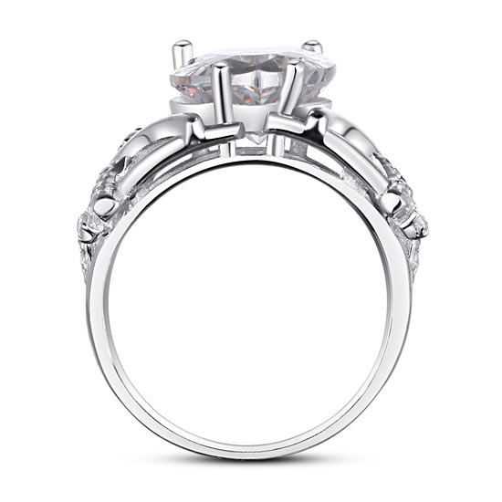 4 Carat Pear Cut Simulated Diamond Wedding Ring - View 4 | SelinJewels