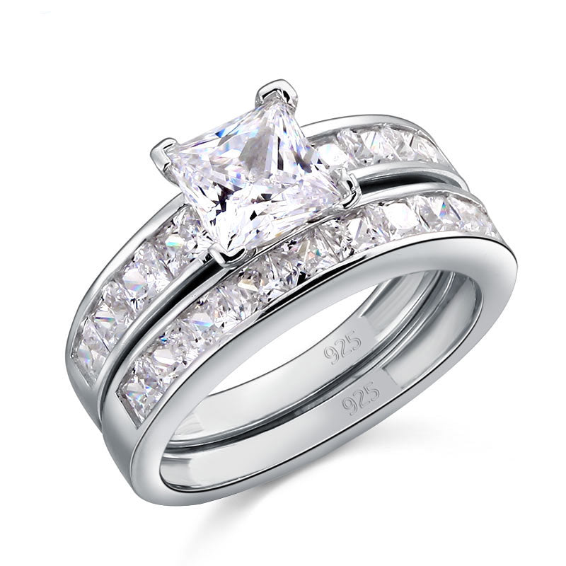 1 Ct Simulated Diamond Wedding Engagement Ring Set - View 6 | SelinJewels