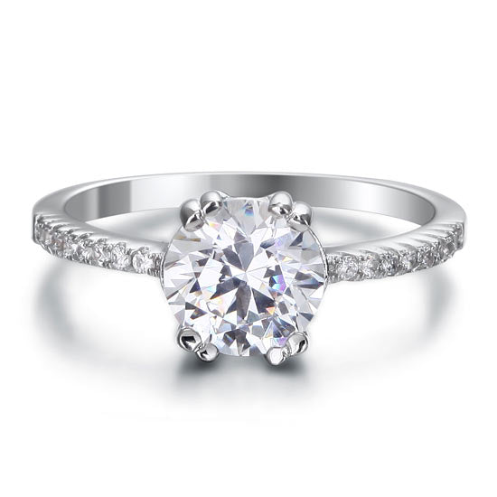 2 Carat Simulated Diamond Engagement Ring - View 2 | SelinJewels