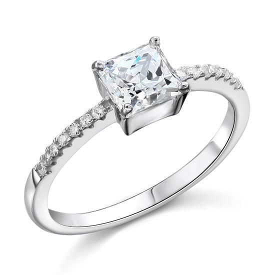 1 Carat Simulated Princess Diamond Engagement Ring 925 Sterling Silver | SelinJewels