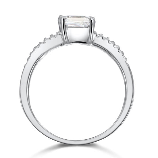 1 Carat Simulated Princess Diamond Engagement Ring - View 3 | SelinJewels