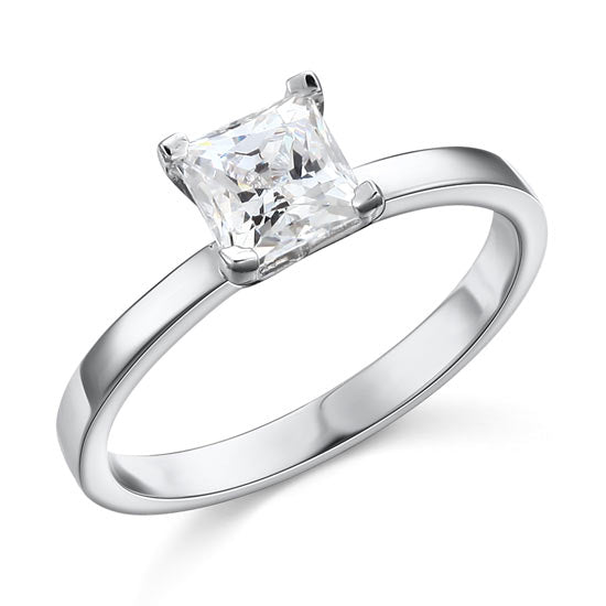 1 Carat Princess Simulated Diamond Engagement Ring 925 Sterling Silver | SelinJewels