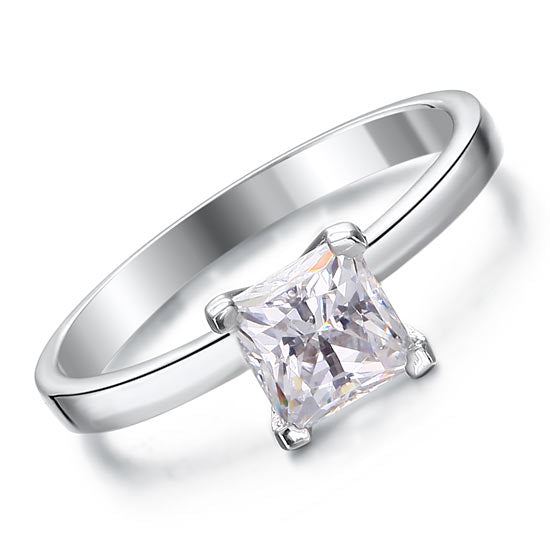 1 Carat Princess Simulated Diamond Engagement Ring - View 3 | SelinJewels