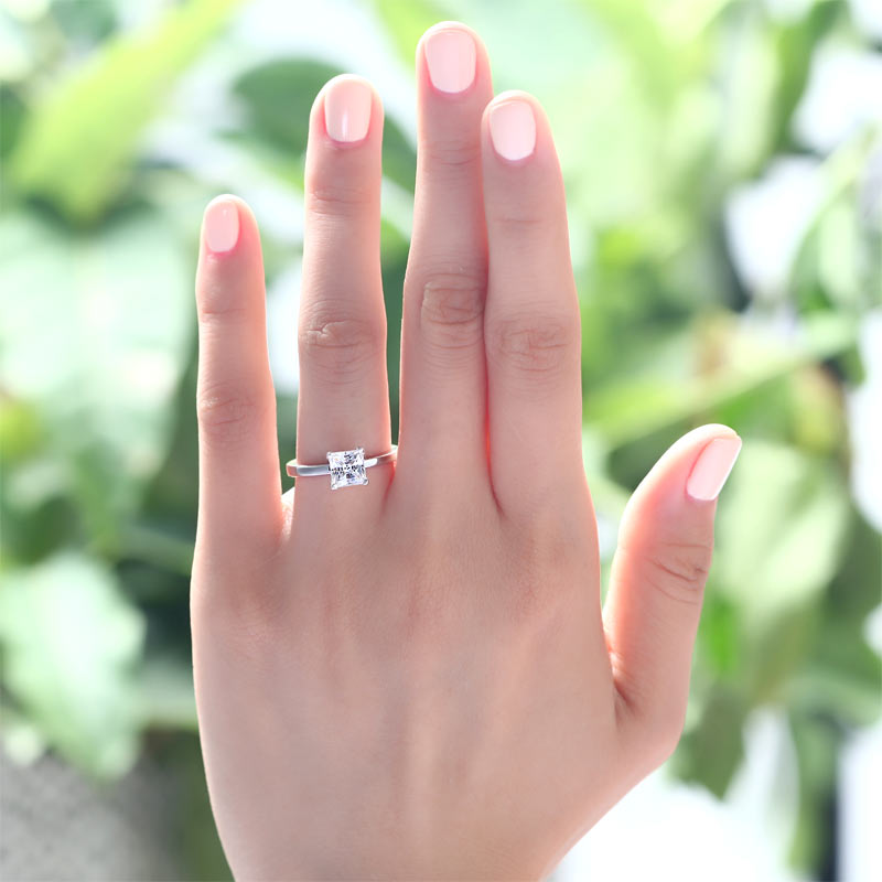 1 Carat Princess Simulated Diamond Engagement Ring - View 2 | SelinJewels