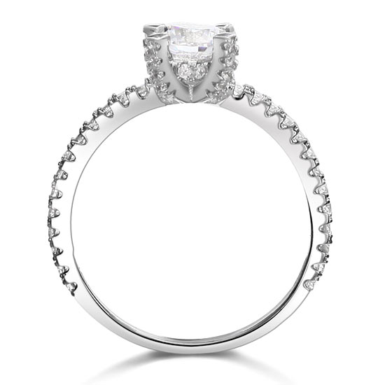 1 Carat Simulated Diamond Engagement Ring - View 3 | SelinJewels