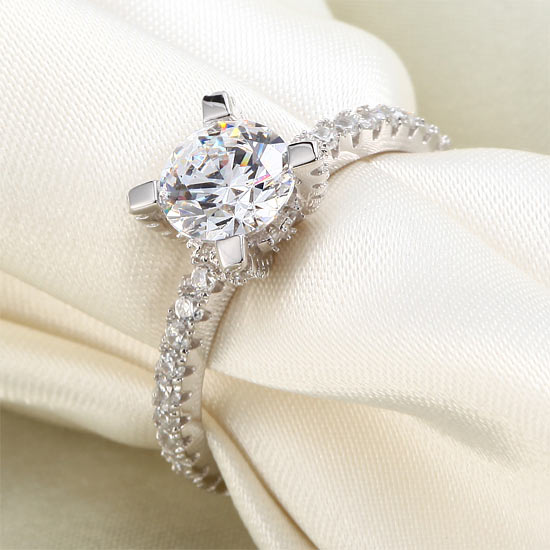 1 Carat Simulated Diamond Engagement Ring - View 4 | SelinJewels