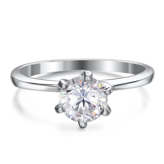 1 Carat Simulated Diamond Engagement Ring - View 2 | SelinJewels