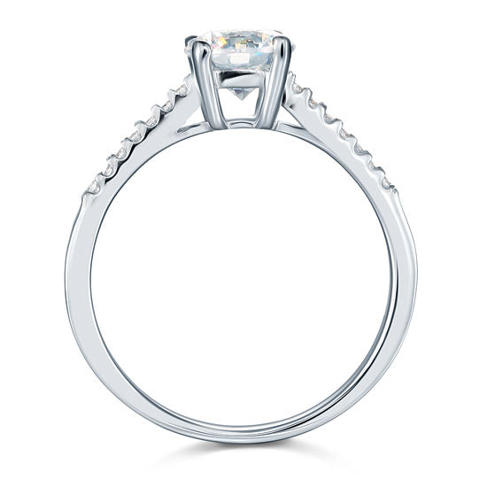 Simulated Diamond Sterling 925 Silver Engagement Ring - View 4 | SelinJewels