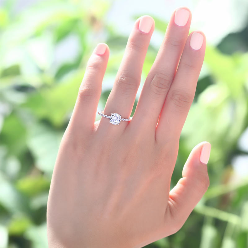 Simulated Diamond Sterling 925 Silver Engagement Ring - View 5 | SelinJewels