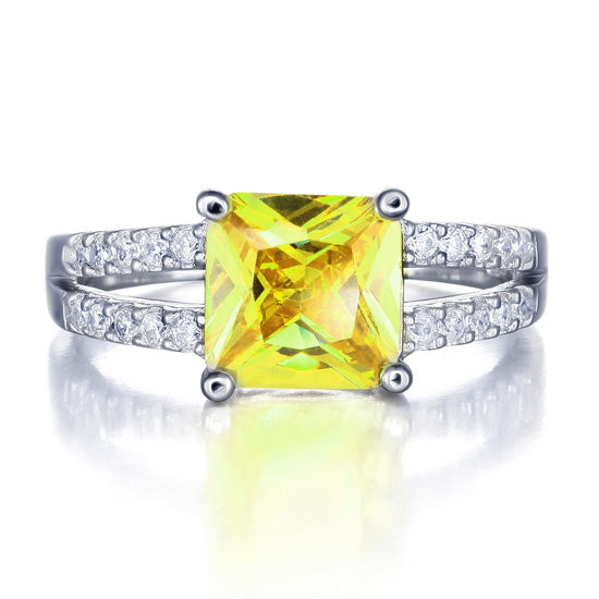 Yellow Canary Color Simulated Diamond Ring - View 2 | SelinJewels