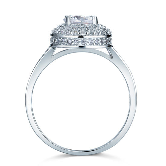 1 Carat Round Cut Simulated Diamond Engagement Ring - View 4 | SelinJewels